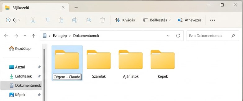 Új mappa létrehozása Windowson, a Fájlkezelőben